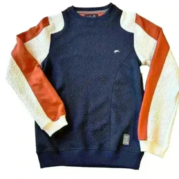 A Tiziano Premium Menswear Blue Quilted Crewneck Sweater‎ Size Small - Picture 1 of 6
